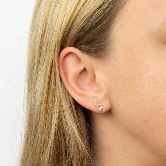 Initial G Sterling Silver Stud Earrings E6024