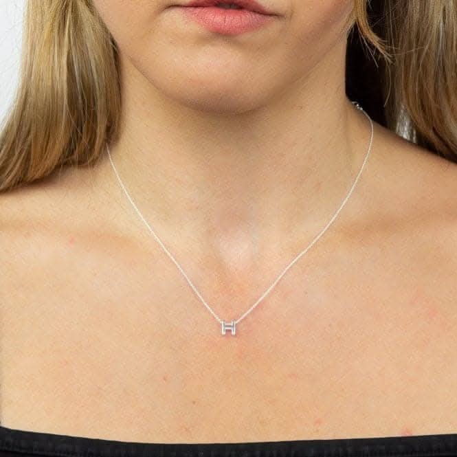 Initial H Plain Silver Initial Necklace N4435