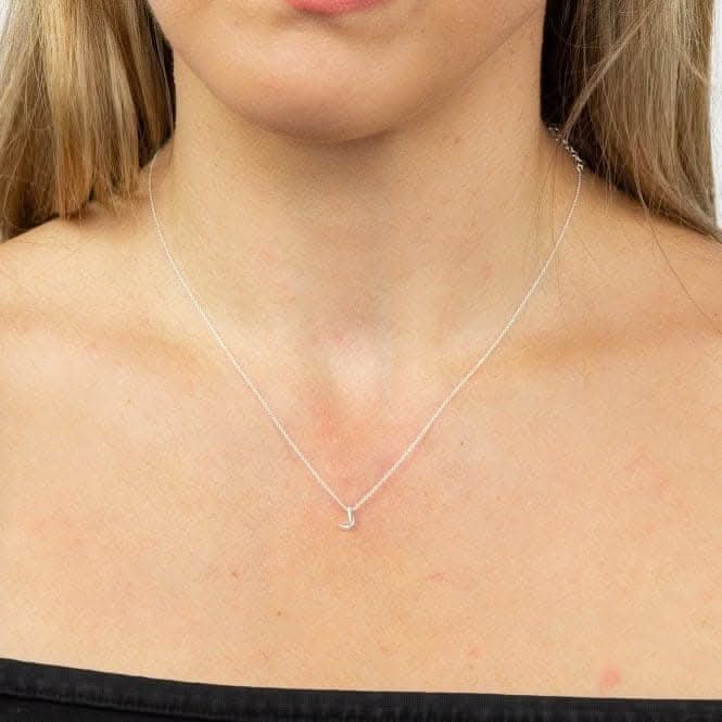 Initial J Plain Silver Initial Necklace N4437