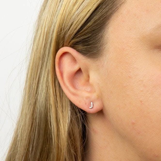 Initial J Sterling Silver Stud Earrings E6027