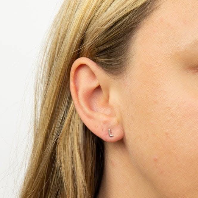 Initial L Sterling Silver Stud Earrings E6029