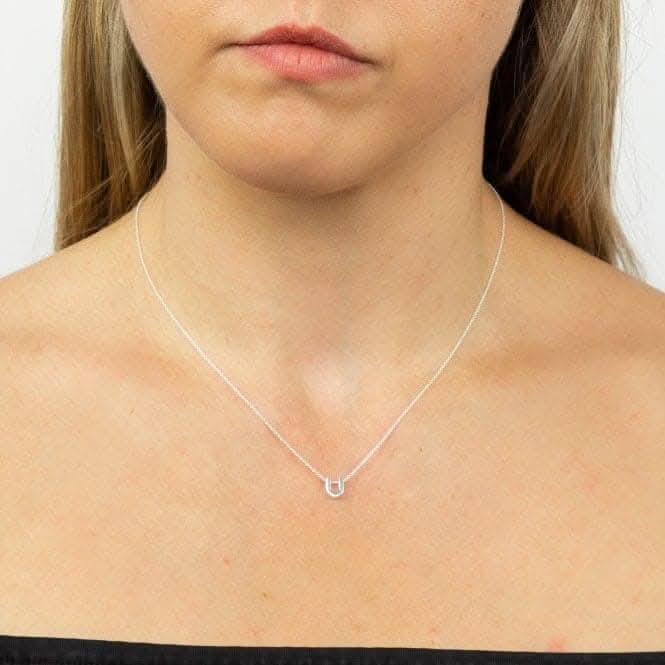 Initial U Plain Silver Initial Necklace N4448