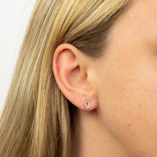Initial U Sterling Silver Stud Earrings E6038