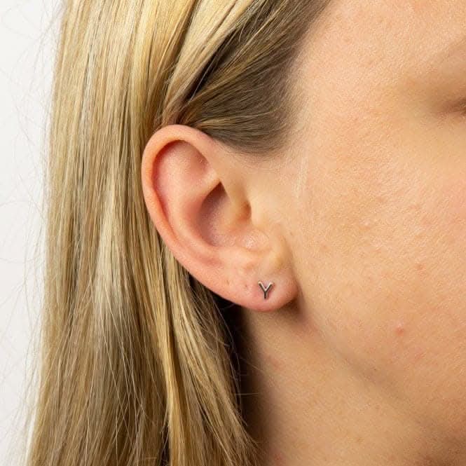 Initial Y Sterling Silver Stud Earrings E6042