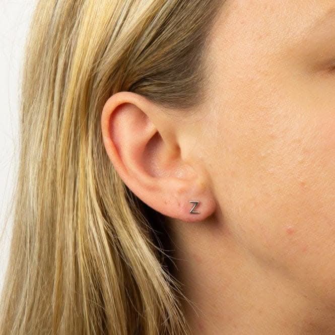 Initial Z Sterling Silver Stud Earrings E6043