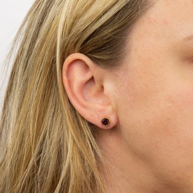 January Yellow Gold Plated Birthstone Earrings with Swarovski Crystal E1537