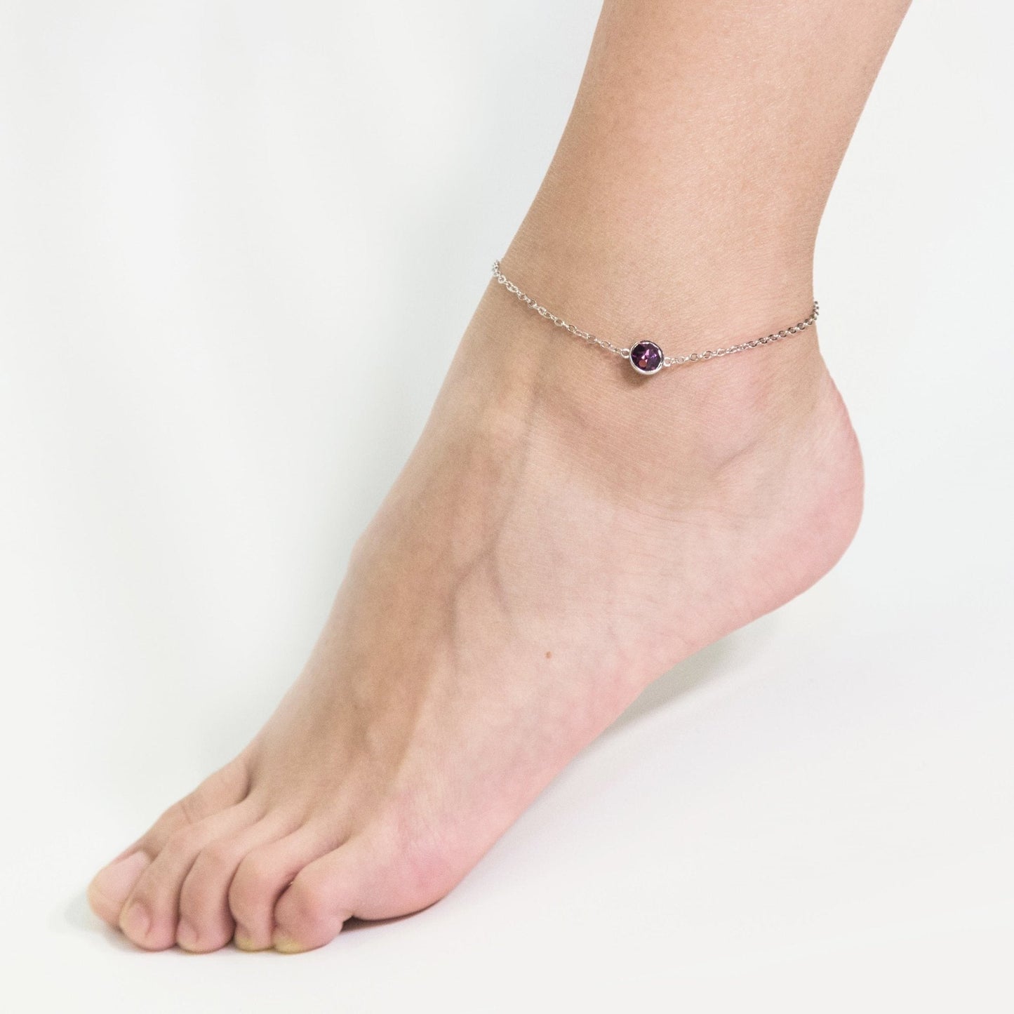 June (Alexandrite) Birthstone Anklet Created with Zircondia® Crystals