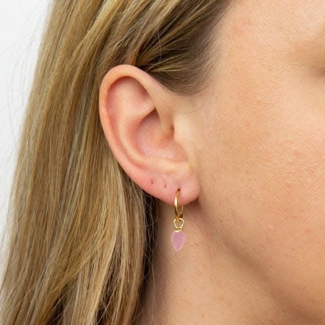 June Yellow Gold Plated Birthstone Chalcedony Stone Hoop Charm Earring Y2666