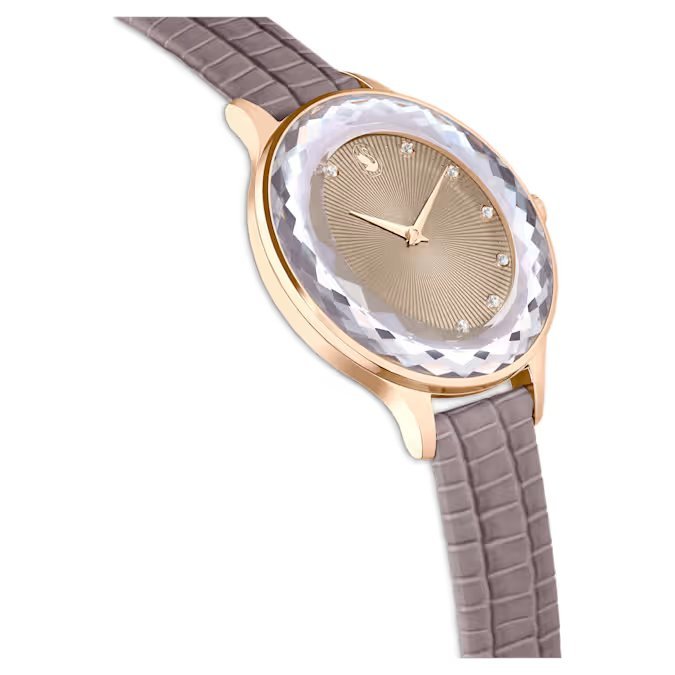 Swarovski Octea Nova Quartz Rose Gold Tone Taupe Watch 5649999