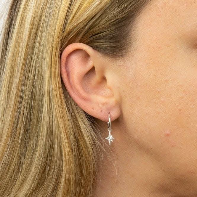 Pave Set Zirconia Starburst Assembled Hoop Earrings E6044C