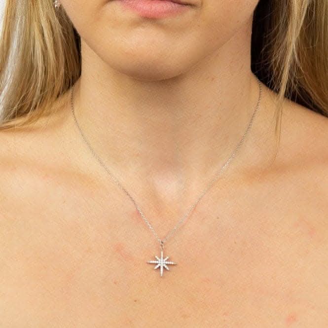 Pave Set Zirconia Starburst Necklace N4421C
