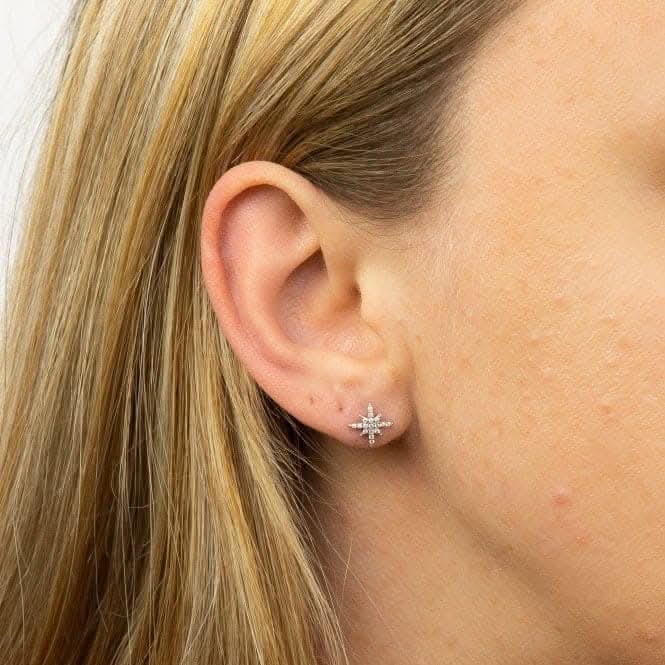 Pave Set Zirconia Starburst Stud Earrings E5987C