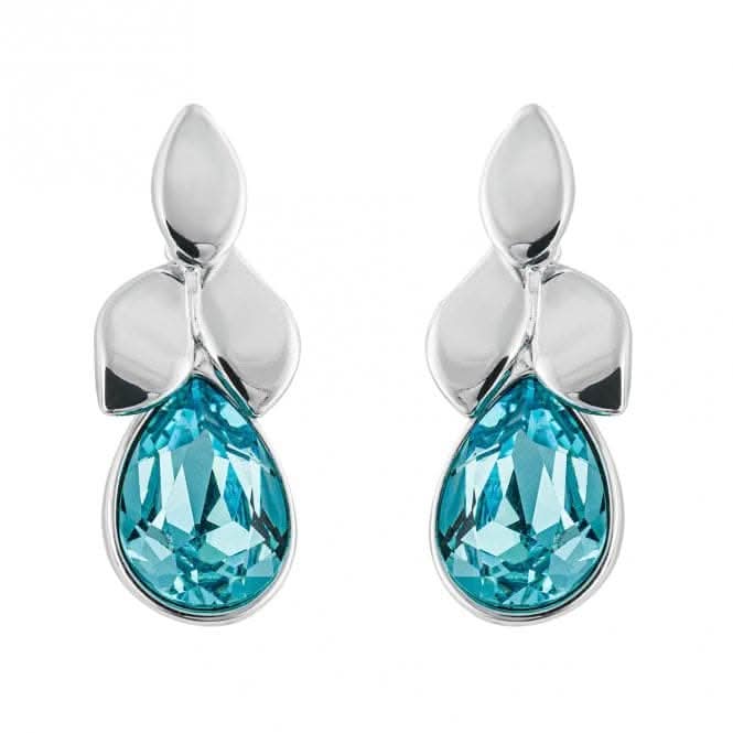 Plain Polished Petals With Aqua Bohemic Preciosa Earrings E6258T