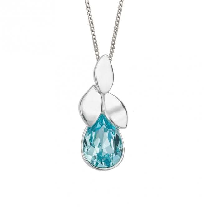 Plain Polished Petals With Aqua Bohemic Preciosa Pendant P5238T