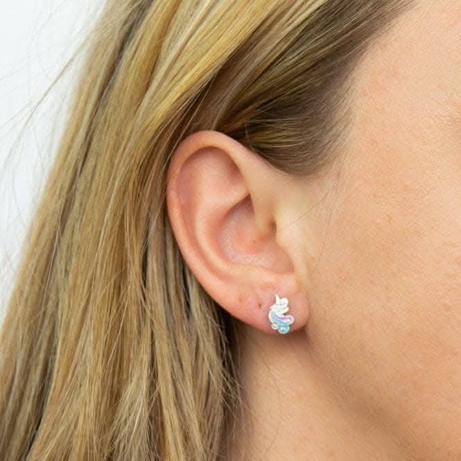 Unicorn Enamel Zirconia Stud Earrings A2072C
