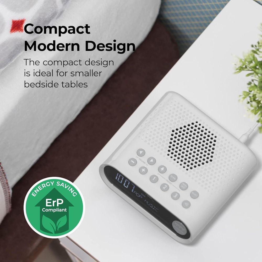 i-box Bedside Alarm Clock with DAB Radio - White