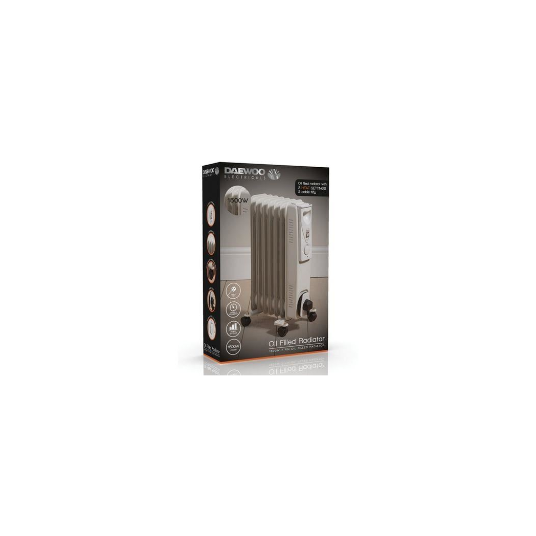 Daewoo 5 Fin 1000W Oil Filled Radiator Portable Heater