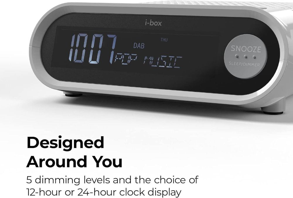 i-box Bedside Alarm Clock with DAB Radio - White