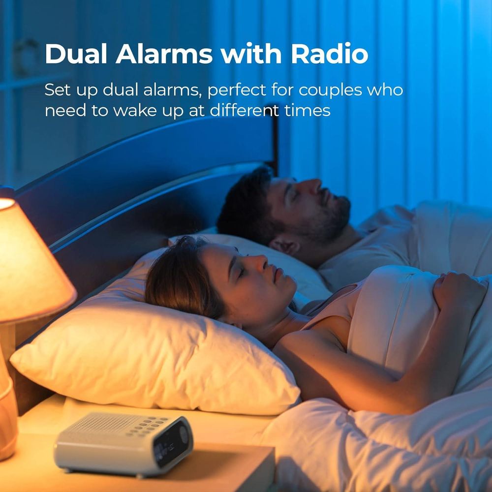 i-box Bedside Alarm Clock with DAB Radio - White