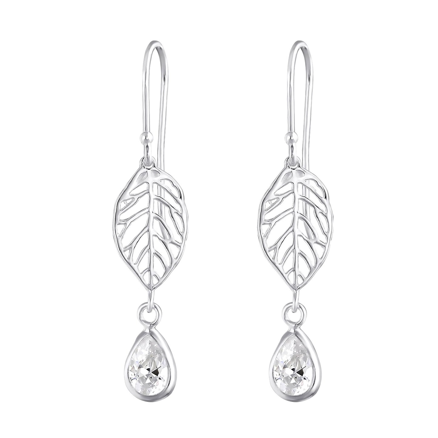 Crystal leaf cubic zirconia earring - House of Eve