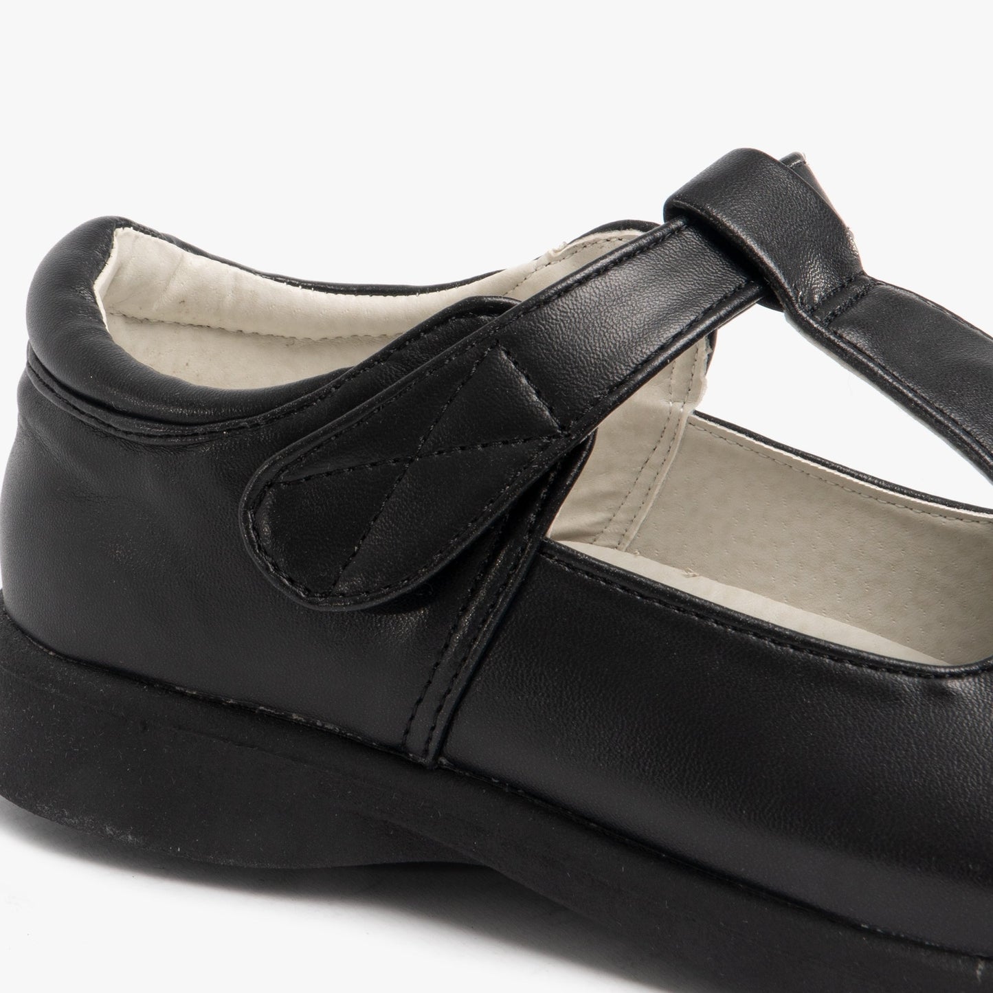 Boulevard Girls Touch Fasten T-Bar School Shoes Black Matt