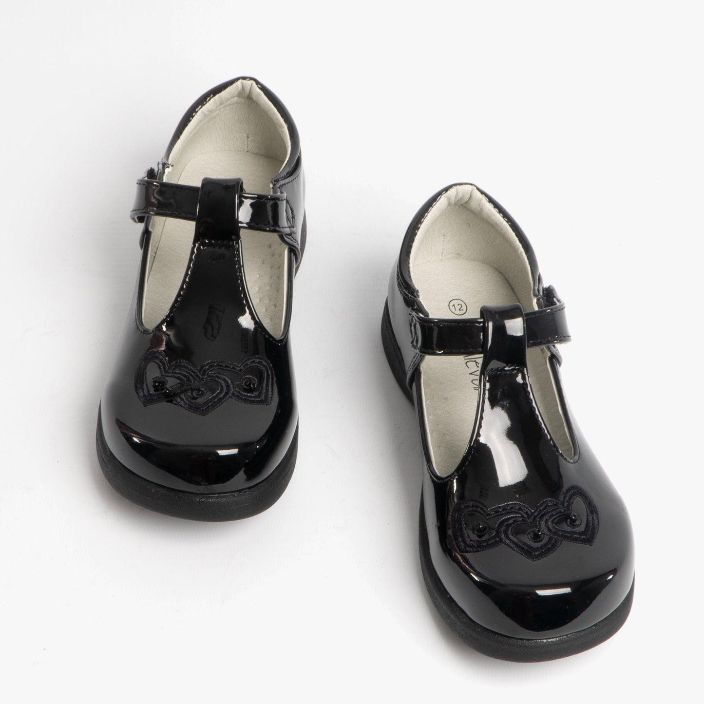 Boulevard Girls Touch Fasten T-Bar School Shoes Black Patent
