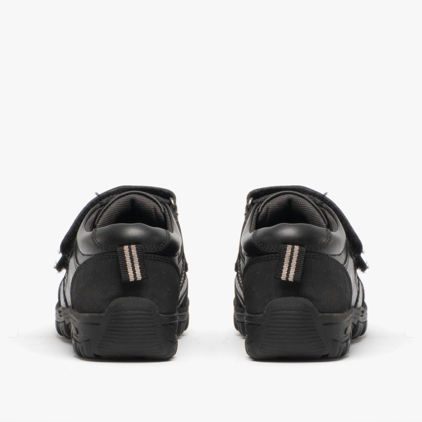 Roamers WILFRED Boys Black Leather Touch Fasten Shoes