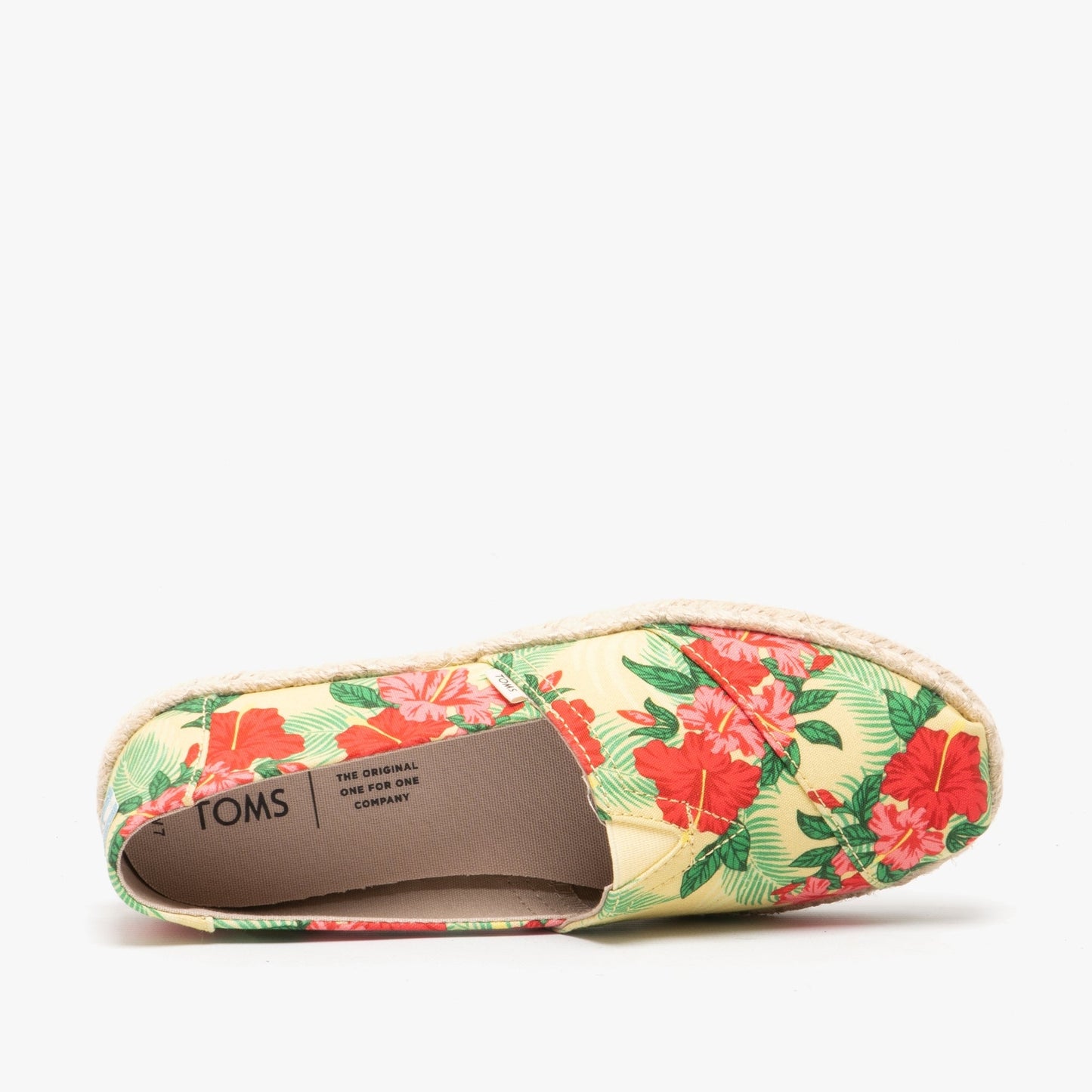 TOMS ALPARGATA ROPE Womens Canvas Shoes Yellow Hibiscus