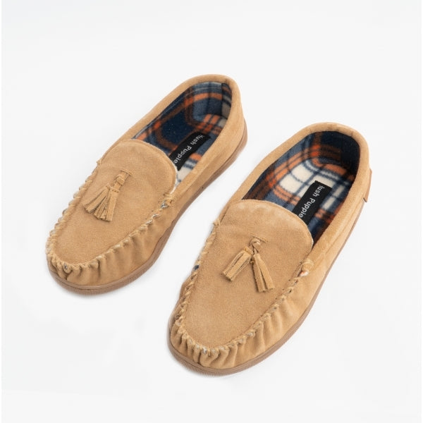 Hush Puppies LINUS Mens Suede Moccasins Tan