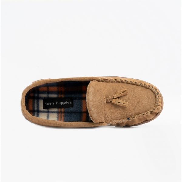 Hush Puppies LINUS Mens Suede Moccasins Tan