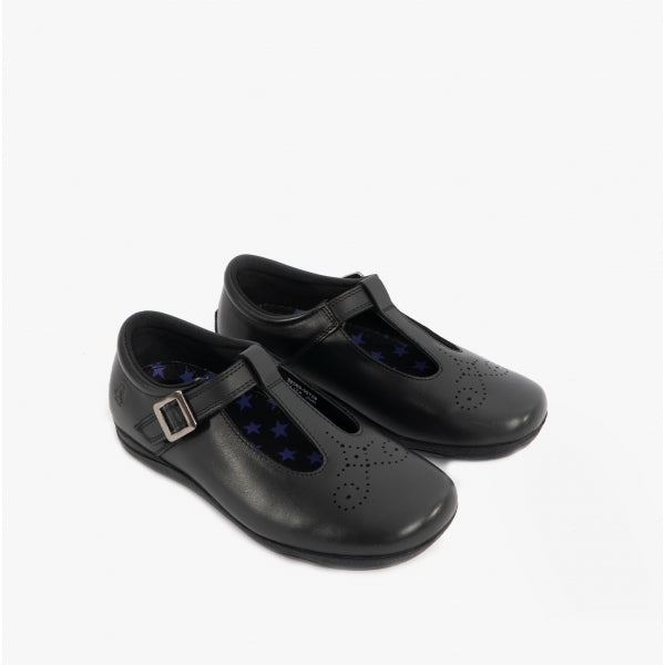 Hush Puppies ELIZA Girls Leather School Shoes Black