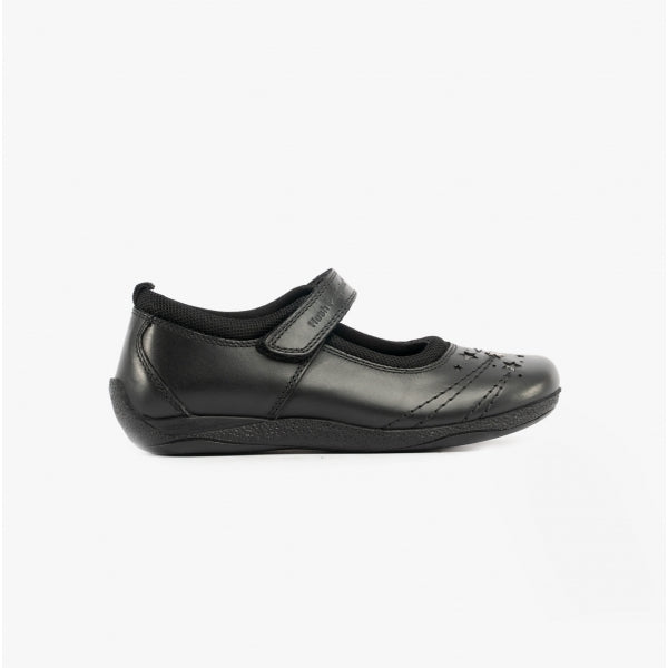 Hush Puppies AMBER JUNIOR Girls Leather School Shoes Black