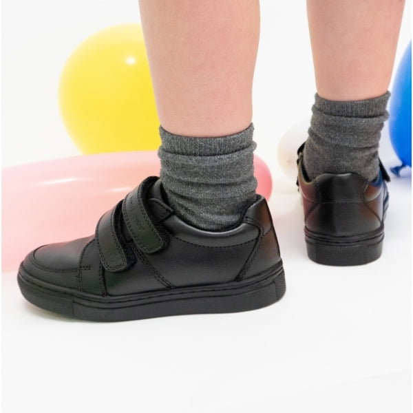 Hush Puppies SANTOS Boys Leather School Shoes Black