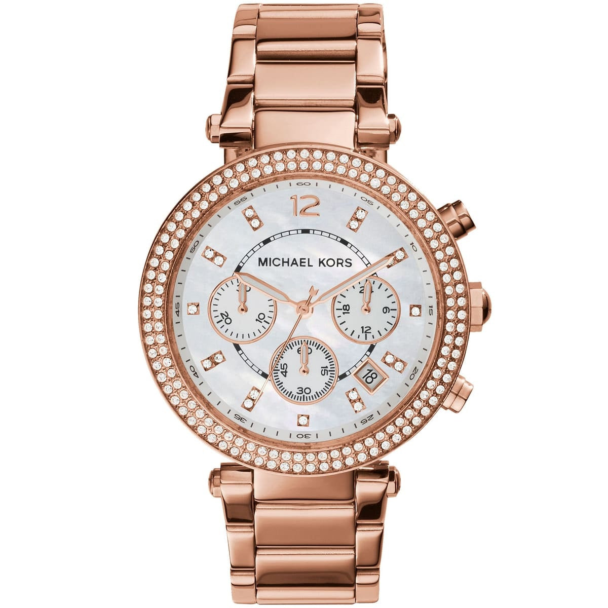 Michael Kors Women’s Watch Stainless Steel Rose Gold Strap With Mother Of Pearl Dial MK5491