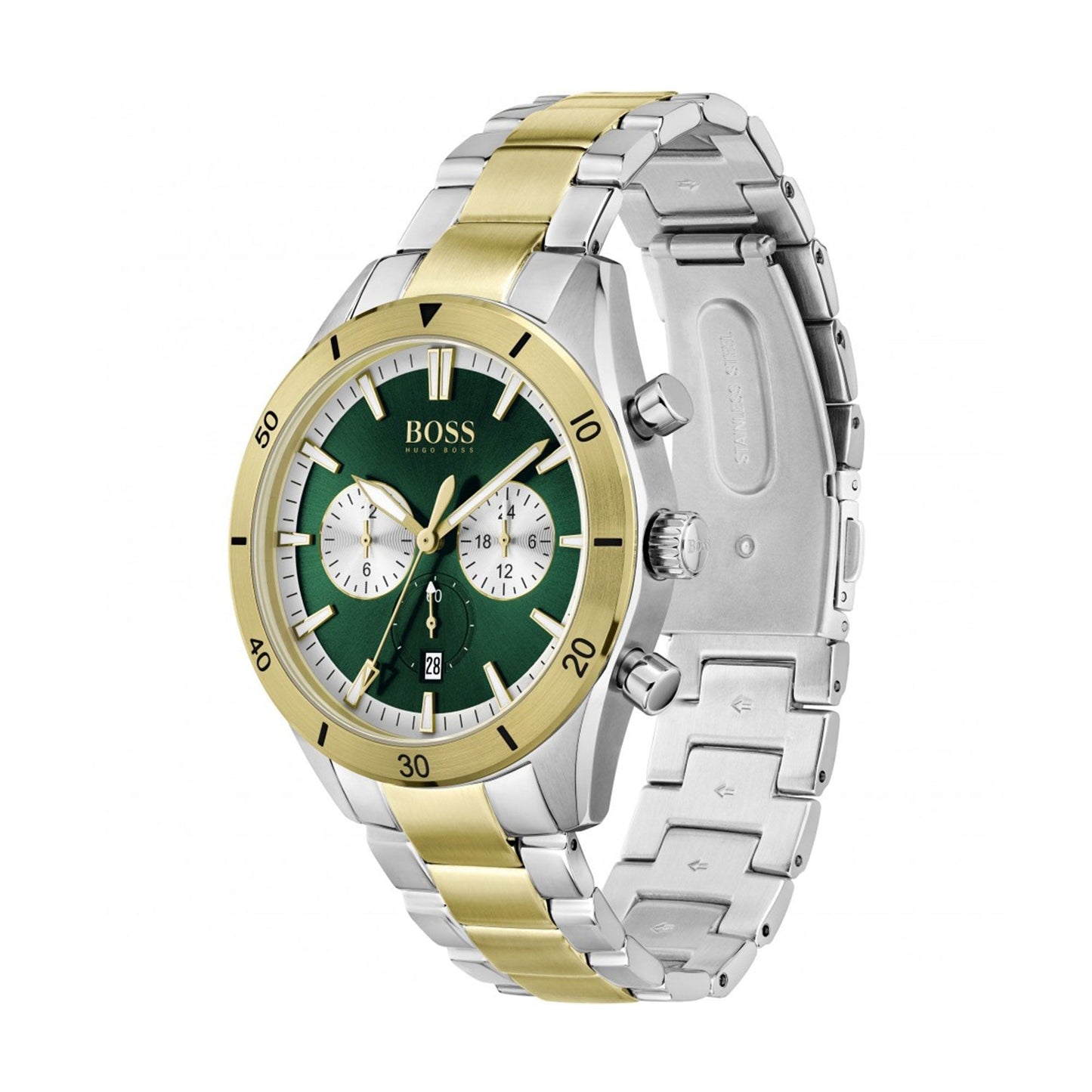 Hugo Boss Mens 1513872 Santiago Chronograph Green Dial Watch