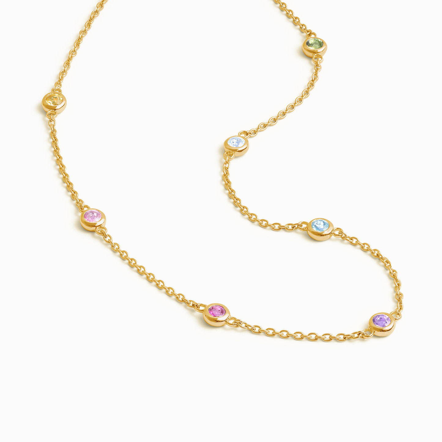Rainbow Gemstone Necklace in 18k Gold Vermeil