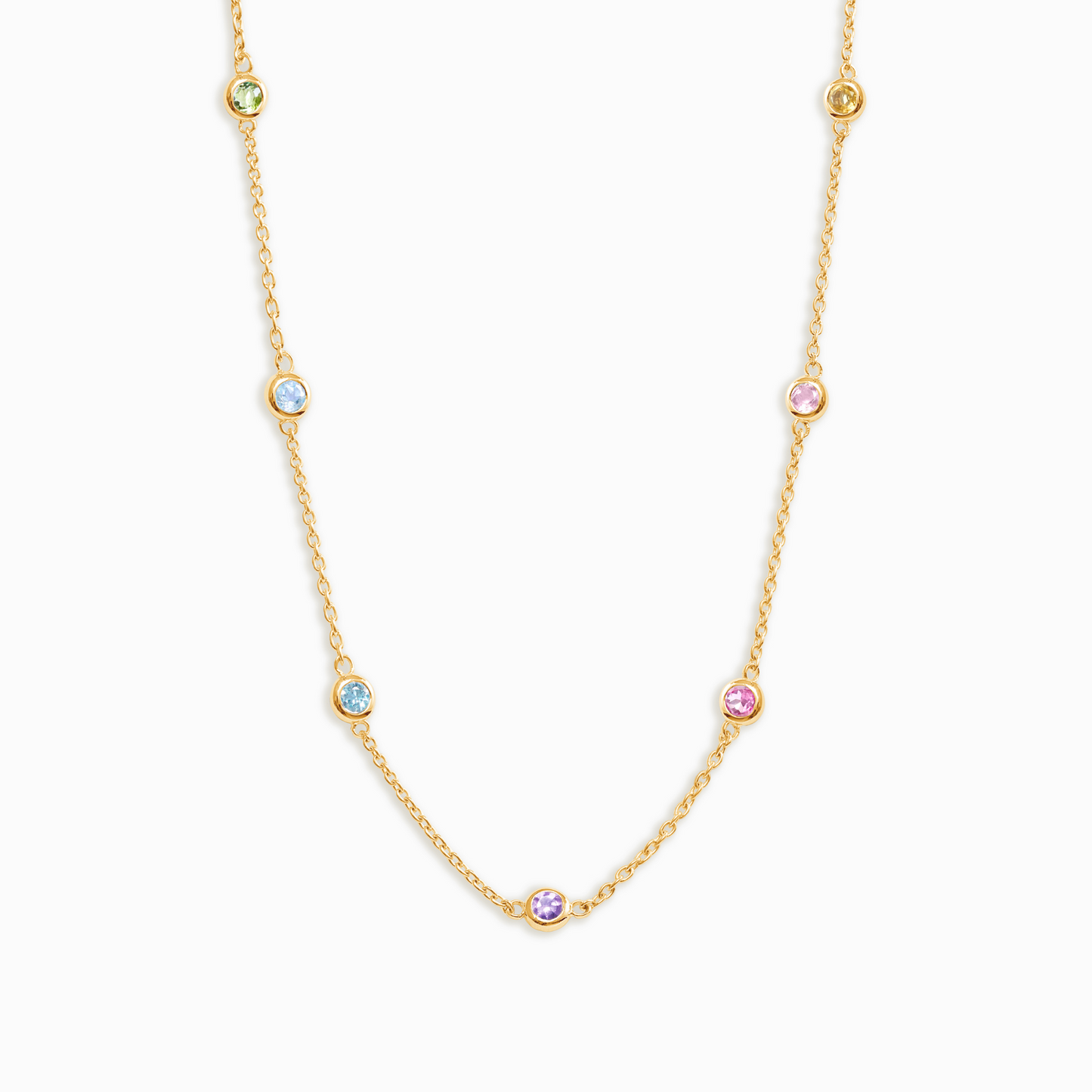 Rainbow Gemstone Necklace in 18k Gold Vermeil