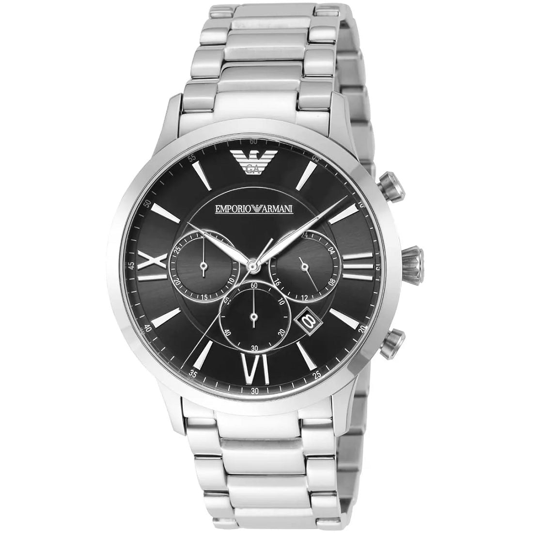 Emporio Armani Men's Watch Stainless Steel Silver Strap With Black Dial AR11208 Giovanni