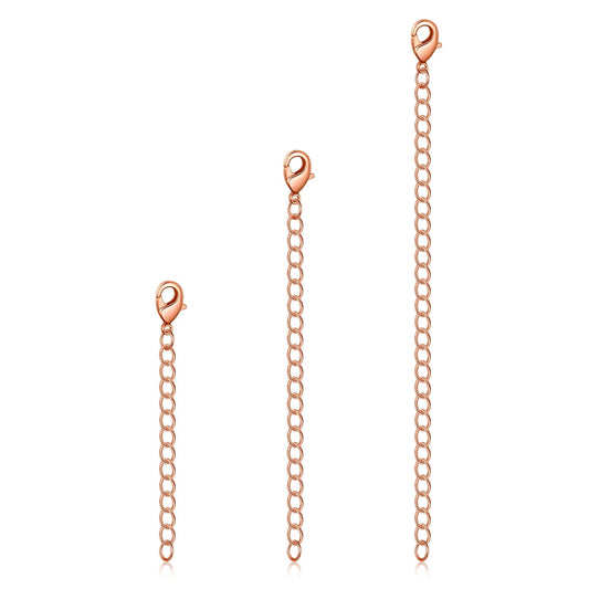 3 Pack of 2" 3" 4" Inch Rose Gold Plated Necklace Chain Extenders