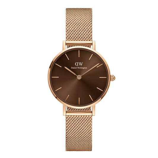 Daniel Wellington Ladies Rose Gold Petite Amber Watch Dw00100477