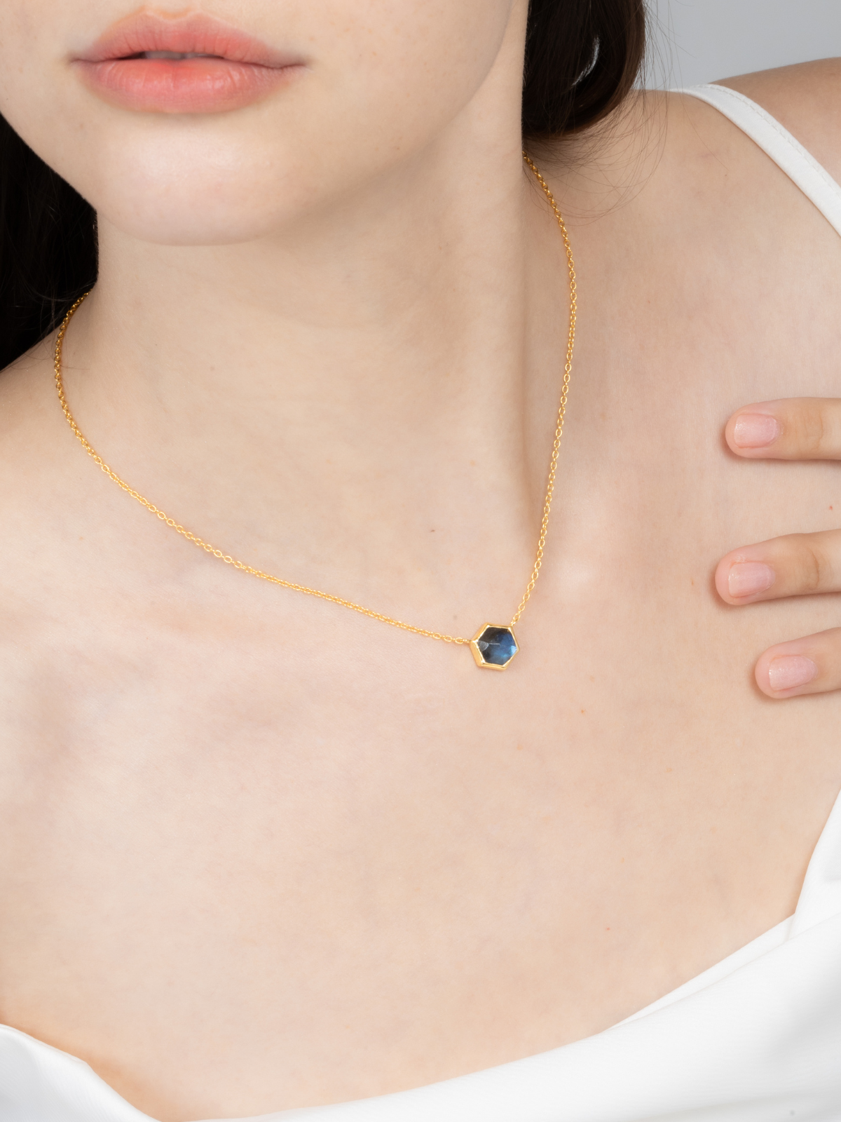 Labradorite Necklace in 18k Gold Vermeil