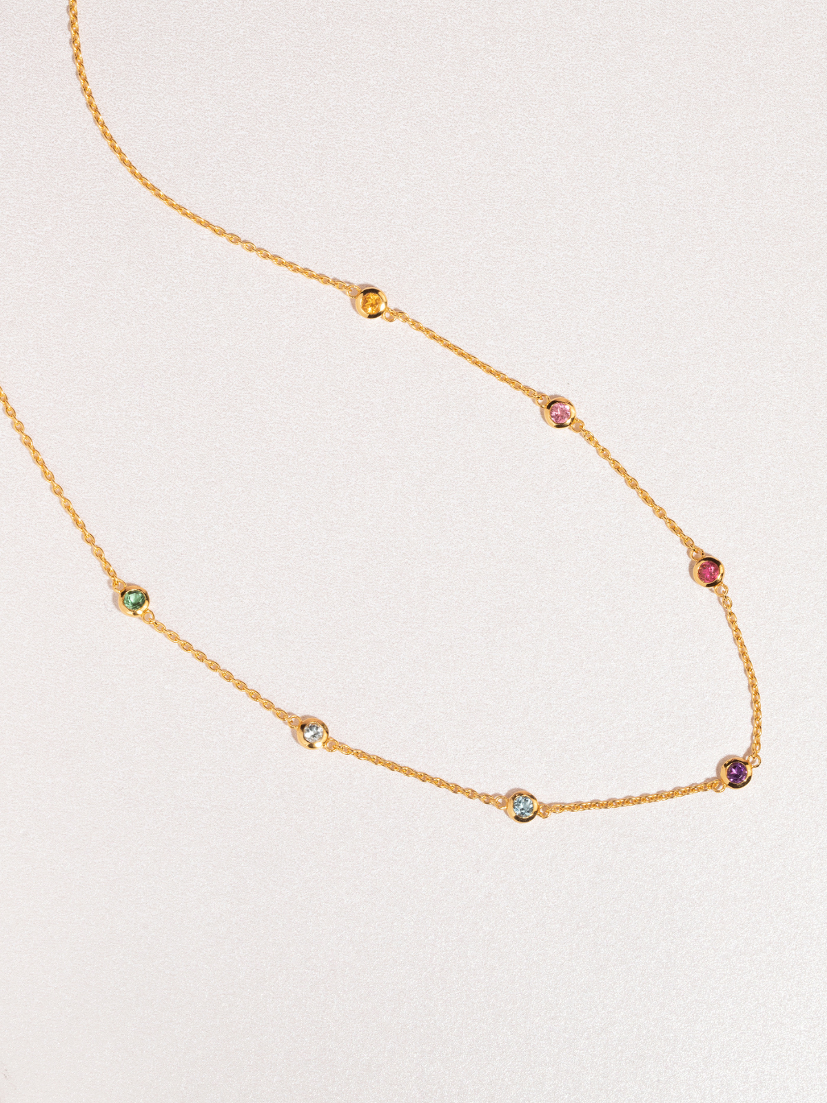 Rainbow Gemstone Necklace in 18k Gold Vermeil