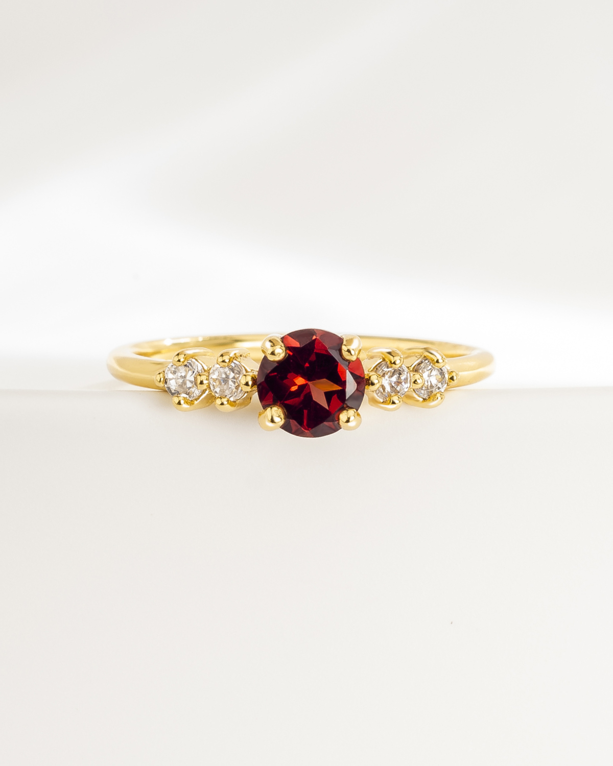 Garnet Five Stone Ring in 18k Gold Vermeil