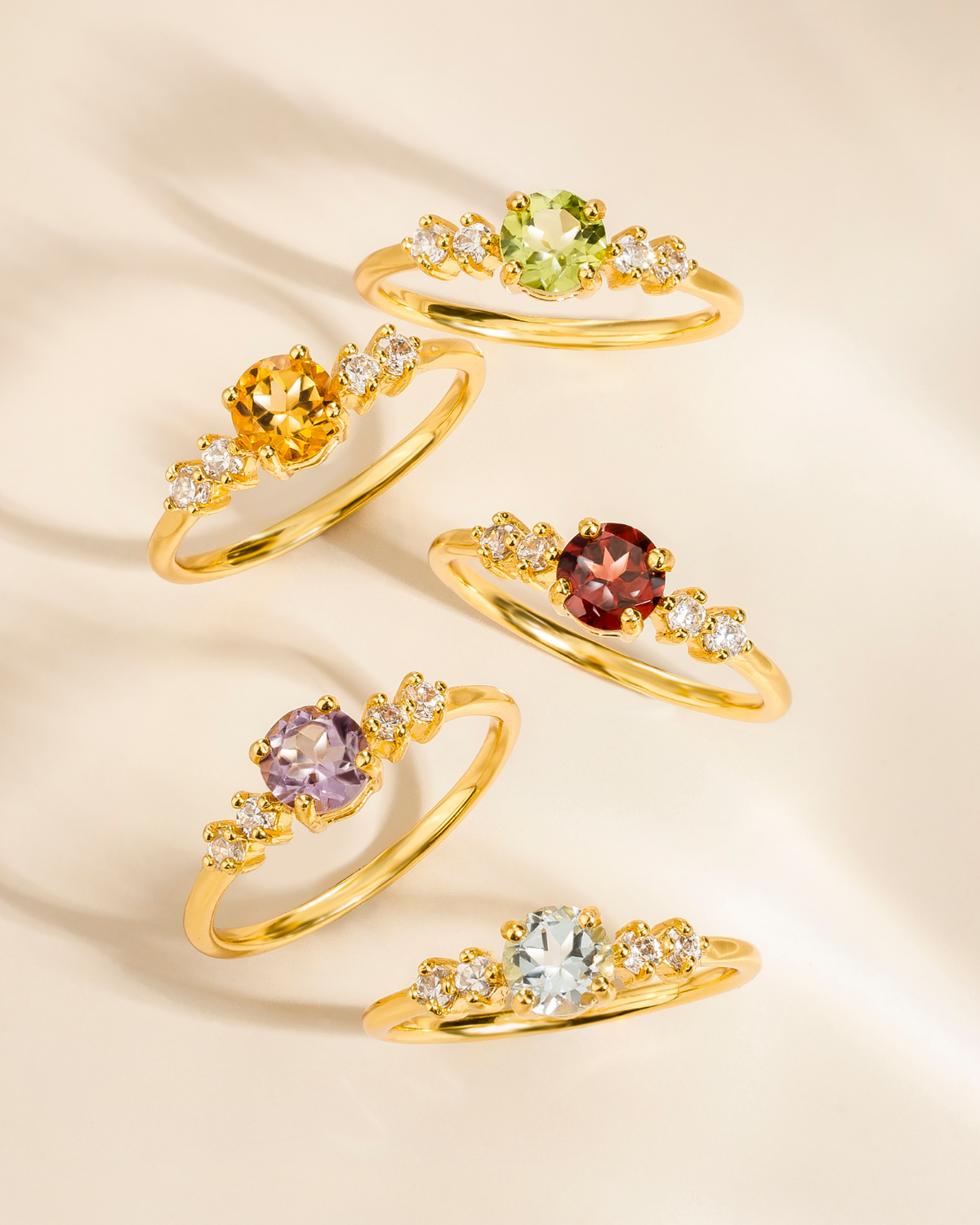 Garnet Five Stone Ring in 18k Gold Vermeil