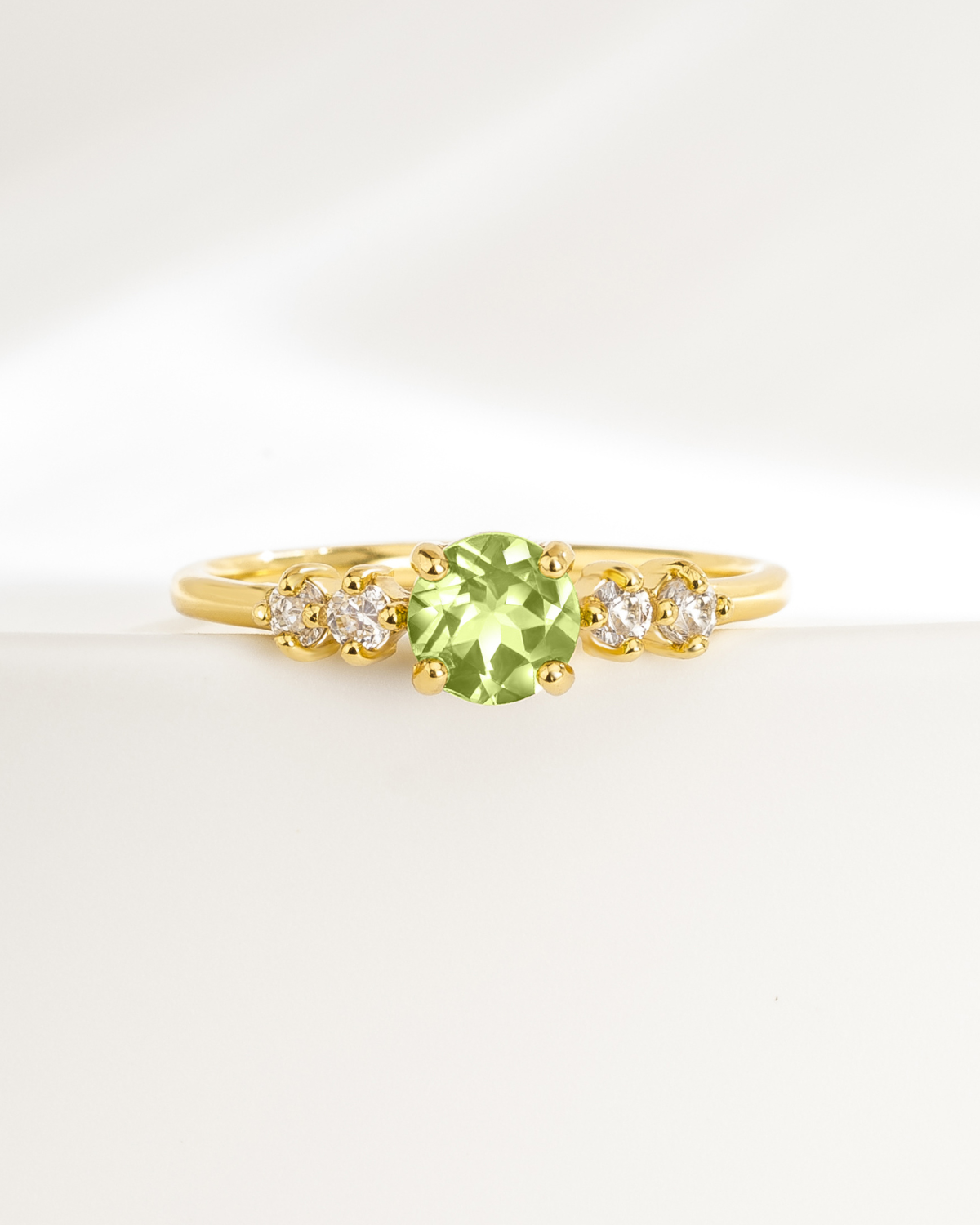 Peridot Five Stone Ring in 18k Gold Vermeil
