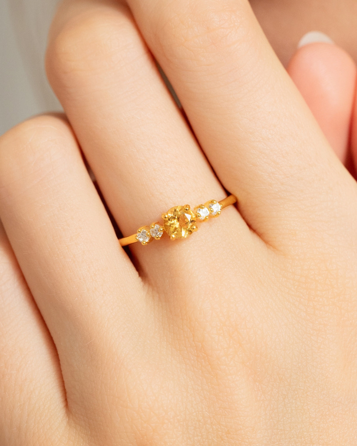 Citrine Five Stone Ring in 18k Gold Vermeil