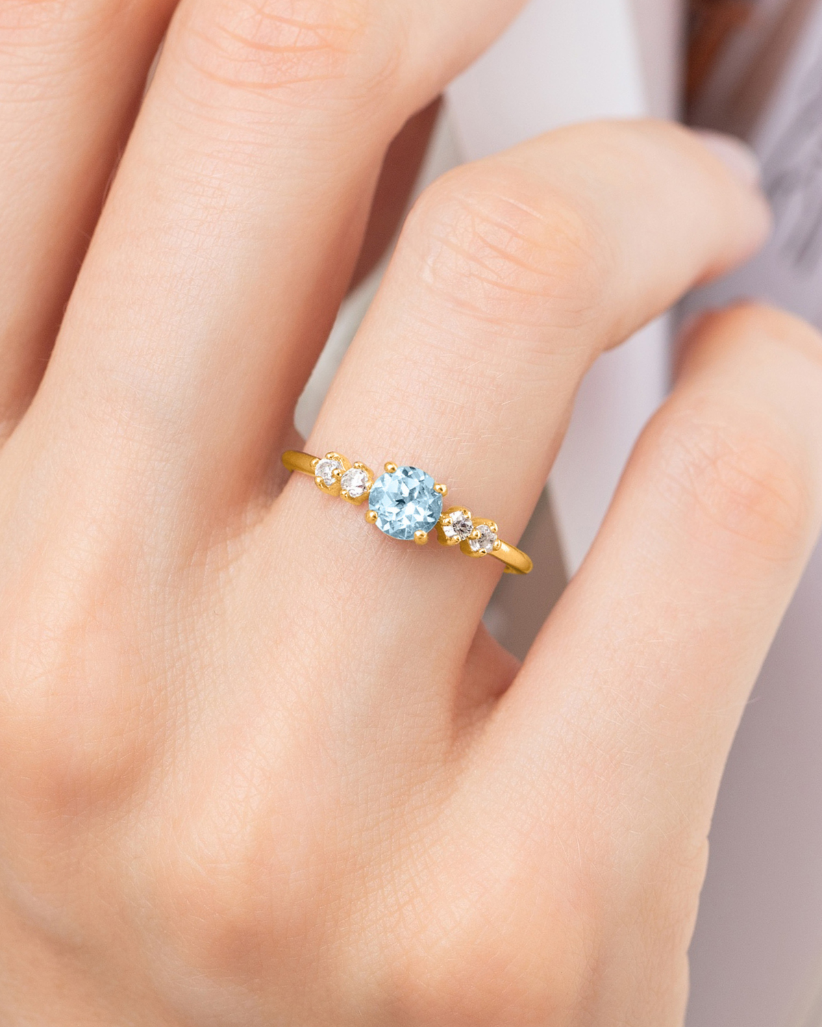 Sky Blue Topaz Five Stone Ring in 18k Gold Vermeil