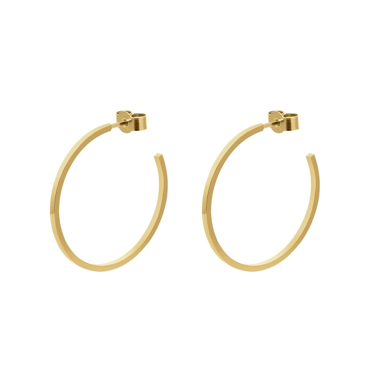 Large Hoop Stud Earrings - Gold