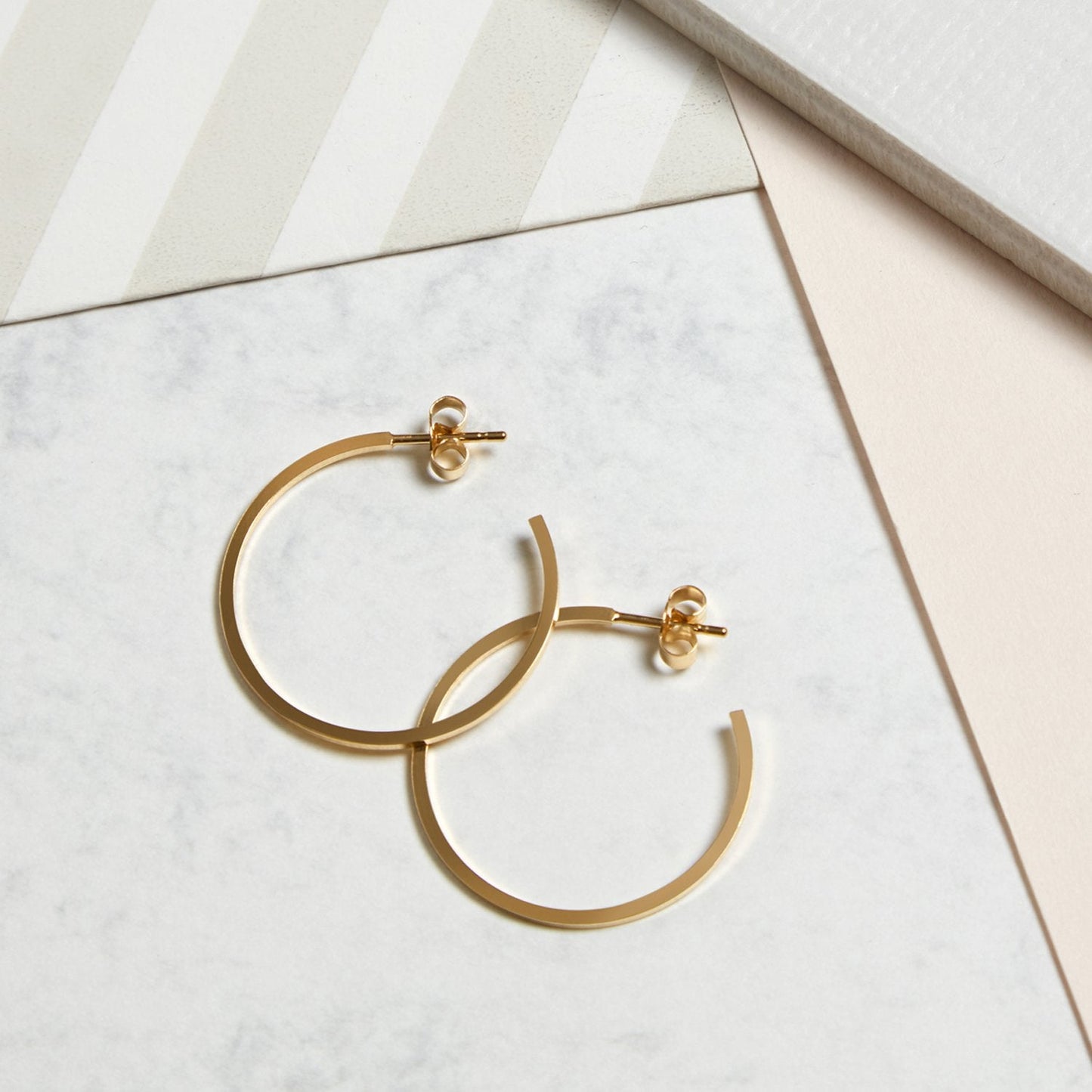Large Hoop Stud Earrings - Gold