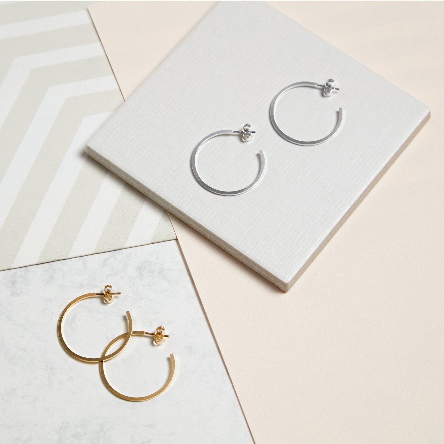 Large Hoop Stud Earrings - Gold